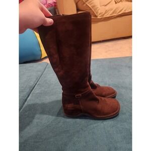 Lagos Women's Brown Suede Knee High Boots Shearling Lined Size 36 Made in Italy